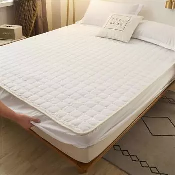 стеганый наматрасник, простыня, домашний чехол на кровать с резинкой, противоскользящий для декора спальни, без наволочки Queen