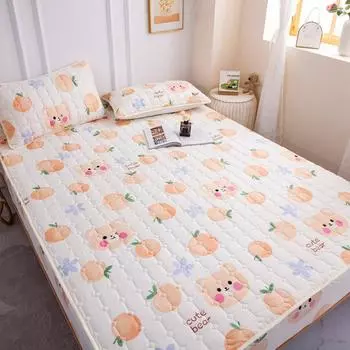 Стеганый наматрасник с эластичной лентой, хлопковая простыня, утолщенный чехол для кровати, наматрасник для одиночного двойного короля, королевы (Без наволочки) 90x200cm