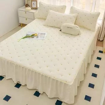 Стеганый покрывало для кровати матери и ребенка типа А, всесезонное хлопковое покрывало, пылезащитный чехол с юбкой A pair of pillowcases небесно-голубой