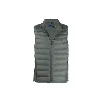 Стеганый жилет с вышитым логотипом Polo Ralph Lauren, пуховик, мужские жилеты, зеленый цвет 710810898-011 XS