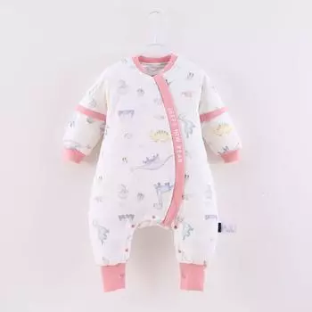 Стеганый зимний спальный мешок для младенцев со съемными рукавами, раздельными штанинами и одеялом с защитой от ударов ногами для комнат с кондиционером 80 cm