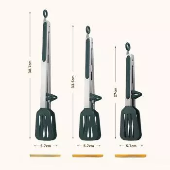 Стейк из нержавеющей стали с пластиковой пищевой едой, бытовой трехлинейный зажим для горячего хлеба «шведский стол» Nine inches зелёный