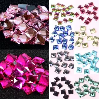 Стекло, 100 шт./лот, 6, 8, 10 мм, камни с плоской спинкой, квадратные кристаллы, стразы, швейные бусины 6mm
