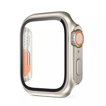 Стекло + чехол для iWatch 44 мм, 45 мм, 41 мм, 40 мм, сменная защитная пленка для экрана, ультра-бампер iWatch Series 8, 7 SE, 6, 5, 3 For iWatch 44mm золотой