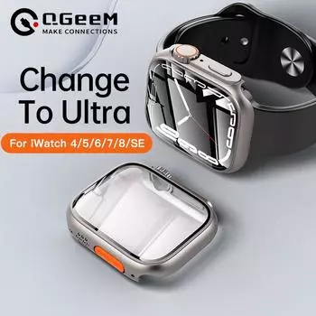 Стекло + чехол для iWatch 44 мм, 45 мм, 41 мм, 40 мм, сменная защитная пленка для экрана, ультра-бампер iWatch Series 8, 7 SE, 6, 5, 3 For iWatch 40mm белый