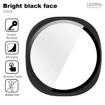 Стекло+Чехол для Samsung Galaxy Watch 8 Classic 46мм 40мм 44мм Защитное стекло для экрана и Жесткий ПК Защитный бампер Аксессуары Galaxy Watch 8 40mm чёрный