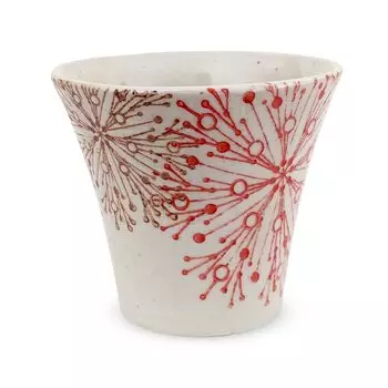 Стекло для сакэ Isaozan Kiln, пригодное для использования в микроволновой печи, посуда Hasami, изготовленная в Японии, узор Sake Ochoco, 140 куб. см, цветочный стержень, красный, J-kitchens (Саке/Холодная керамика)