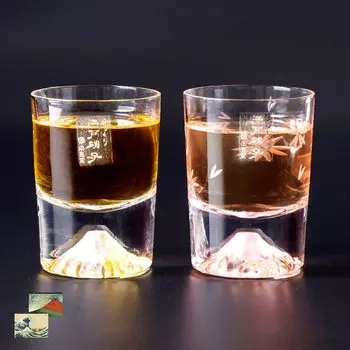 Стекло Fuji Стекло Tajima Стекло Fuji Холодное сакэ Простое x Стекло Sakura Холодное сакэ Стекло Sakura Kiriko Пара Набор из 2 сувениров Гран-при Японского туристического агентства Награда