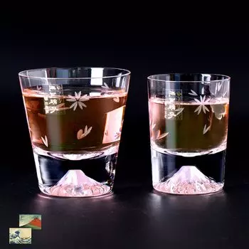 Стекло Fuji Стекло Tajima Стекло Fuji Mini Cherry Blossom Rock Стекло Sakura Kiriko x Fuji Cold Sake Стекло Cherry Blossom, набор из 2 мини-сувениров Grand Prix