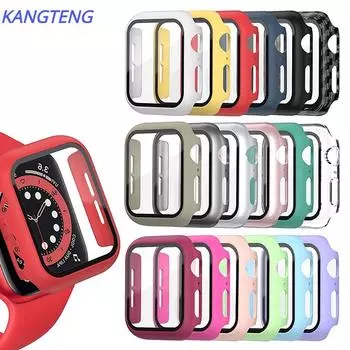 Стекло KANGTENG + матовый чехол для часов Apple Watch, чехол 45 мм, 41 мм, 44 мм, 40 мм, 42 мм, 38 мм, бампер + защитная пленка для экрана для Iwatch SE 8 7 6 5 4 3 2 1