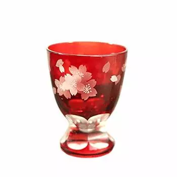 Стекло Kiriko можно мыть в посудомоечной машине Стекло Kiriko для сакэ Сакура, один предмет, красный