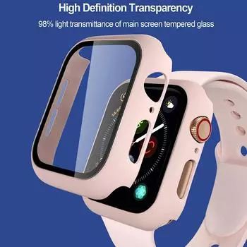 Стекло+корпус+ремешок для Apple Watch Band 42 мм 44 мм 41 мм 40 мм 38 мм 45 мм 49 мм Защитные пленки для Apple IWatch Series 8 7 6 SE 5 4 44mm series 654 se