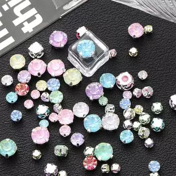 Стекло Мокко Белок Коготь Дрель Одиночный Коготь Смешанный Коготь Дрель Круглая Ручная Швейная Дрель DIY Ювелирные Изделия Аксессуары Для Одежды Стразы Пришивание Бусин 288 pcs