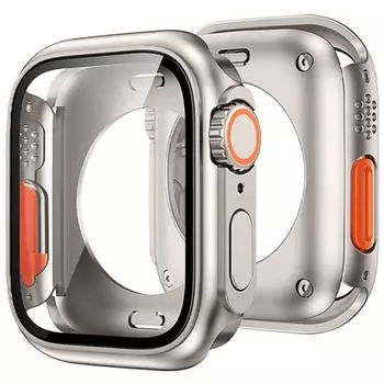 Стекло на 360 градусов + чехол для Apple Watch 45 мм 44 мм, обновление внешнего вида, смена на Ultra Защитная пленка для экрана + чехол для ПК для серии iWatch 45 мм 44 мм 44mm Change to 49mm