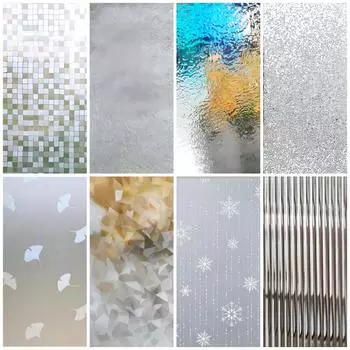 Стекло Оконная пленка Оконная пленка для приватности Матовое окно Винил 3D Декоративные наклейки на окна Неклеящиеся наклейки для ванной комнаты Гостиная 30x100cm