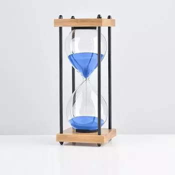 Стекло с квадратным деревянным дном, песочные часы, таймер на 30 минут, украшения для дома, песочные часы, кухонный счетчик часов, часы с синим песком 30min