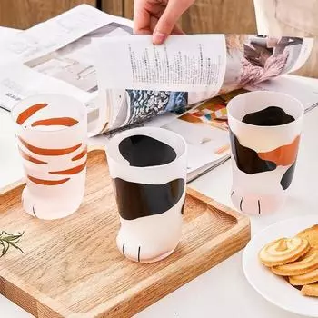 Стекло с рисунком японской кошачьей лапы, чашка с матовой кошачьей лапкой, термостойкие чашки для воды, креативная чашка для молока, кофейная чашка, посуда для питья 300ML