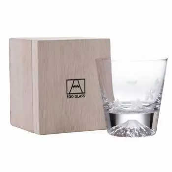 Стекло Тадзима Edo Glass Mt. Стекло Fuji Glass Rocks в деревянной коробке (Луна и цветущая вишня)