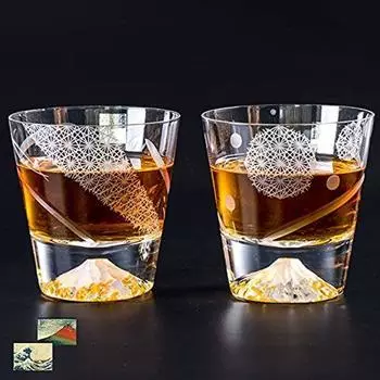 Стекло Tajima Premium Hayashi Hayate Light Akari Mt. Набор из 2 предметов Fuji Glass Kiriko, СДЕЛАНО В ЯПОНИИ, коробка из павловнии с 36 видами открытки Futaka