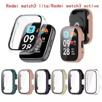 Стекло + защитный чехол для Redmi Watch3 Lite/Redmi Watch3 Active, универсальный бампер Redmi Watch3 Active чёрный