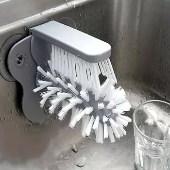 Стекломойка с щетиной на присоске для пивных кружек, багетов, бокалов для вина и других бытовых инструментов для бара, кухонной мойки серый