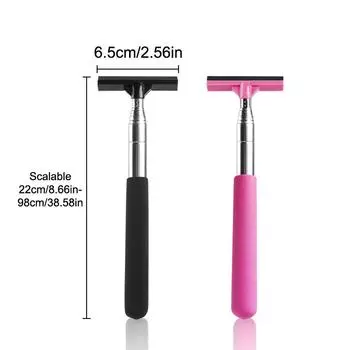 Стеклоочиститель для зеркала заднего вида автомобиля Телескопическая щетка для чистки Ручной стеклоочиститель с длинной ручкой Инструмент для чистки зеркального стекла Очиститель тумана чёрный