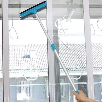 Стеклоочиститель Hi Scratch для мытья окон, регулируемая щетка для чистки с длинной ручкой, противоскользящий очиститель для ванной комнаты светло-синий