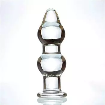 Стеклянная анальная пробка с хрустальными бусинами-массажером