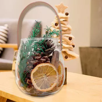 Стеклянная банка для хранения с ручкой-ремнем, ваза для цветов, многофункциональная прозрачная чаша, легко моется, органайзер, емкость для Small