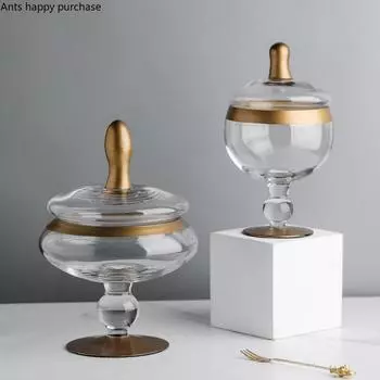 Стеклянная банка для конфет Tall Feet Phnom Penh Прозрачная стеклянная банка Резервуар для хранения Десертная тарелка Фруктовая тарелка Поднос для закусок Коробка для сухофруктов