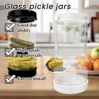 Стеклянная банка для солений с герметичной крышкой-ситечком, большой емкости, для солений чёрный