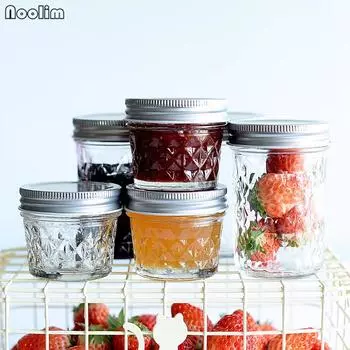 Стеклянная банка Mason с алюминиевой крышкой – прозрачная бутылка для хранения холодных напитков, настоянной воды и еды | Многоцелевой контейнер 100ml