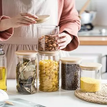 Стеклянная банка с герметичной крышкой, 1 шт., контейнер для хранения продуктов с крышкой, используется для хранения чая, кофе, специй, конфет, кухонных гаджетов и кухонных принадлежностей 250ml