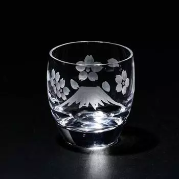 Стеклянная бумажная коробка для холодного сакэ Kobo Edo Kiriko Fuji и Cherry Blossom, сделано в Японии [официальный представитель Taimuro] г.. ТБ0050-33