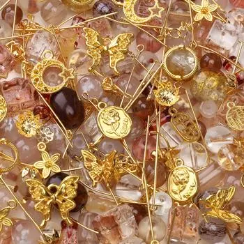 Стеклянная бусина Цветок Луна Бабочка Сплав Аксессуары Для Изготовления Ювелирных Изделий 04 коричневый