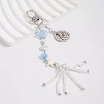 Стеклянная бусина в стиле океана, брелок из цинкового сплава, ракушка, дельфин, кисточка, кулон, украшение на рюкзак Style 1