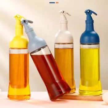 Стеклянная бутылка Диспенсер для оливкового масла Бутылка Автоматический открывающийся контейнер для масла Соевый соус Бутылочный барбекю бежевый