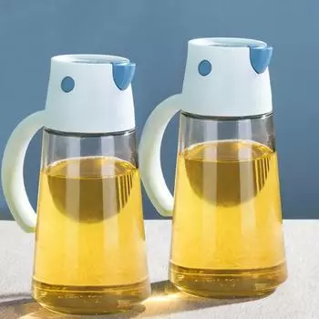 Стеклянная бутылка для масла, бутылка для смешивания приправ для барбекю, 550 мл, распылитель для соевого соуса без бисфенола А, контейнер для масла без запаха, контейнер для приправ для готовки белый