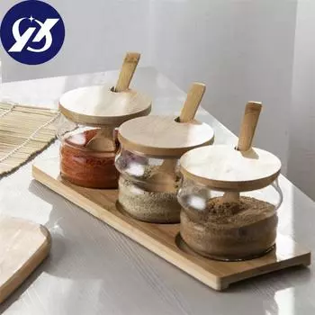 Стеклянная бутылка для приправ, банка для хранения соли, сахара, баночки для специй с ложкой, кухонные контейнеры для специй с травами