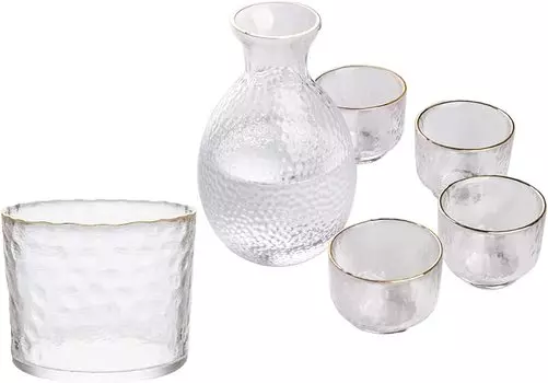 Стеклянная бутылка для сакэ Японская бутылка для сакэ Чашка для сакэ Горячее и холодное Холодное сакэ Термостойкое сакэ Теплое холодное сакэ Прошло японский пищевой тест золотой