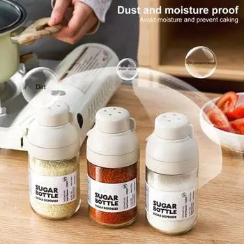 Стеклянная бутылка для соли и перца. Носик с несколькими отверстиями. Дозатор для приправ, не содержащий свинца. Герметичная крышка. Удобная ручка. Бутылка для приправы. Количественное количество соли. белый