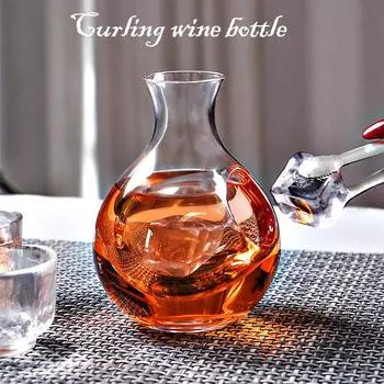 Стеклянная бутылка для вина Графин Кувшин для льда Коктейль Шампанское Вогнутая подставка Охлаждающие инструменты Выливная емкость для вина Креативный японский стиль