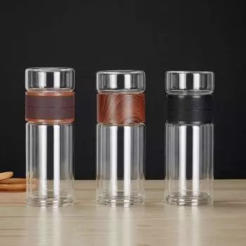 Стеклянная бутылка для заваривания чая, двойная стеклянная чашка для чая, фильтр из нержавеющей стали, герметичная конструкция, устойчивая к температурам, отделение воды для чая