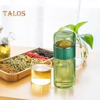 Стеклянная бутылка для заваривания чая, герметичная заварка для чая с сетчатым фильтром, защита от ожогов, 3 в 1, бутылка для заваривания листового чая для любителей чая, подарок 420ml зелёный