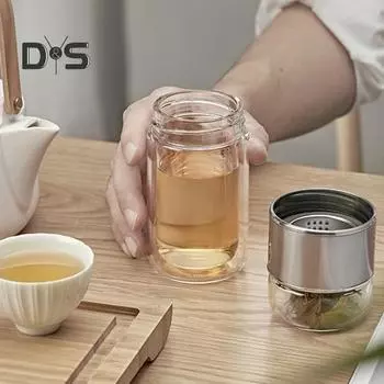 Стеклянная бутылка для заваривания чая, герметичная заварка для чая с сетчатым фильтром, защита от ожогов, 3 в 1, бутылка для заваривания листового чая для любителей чая, подарок 420ml зелёный