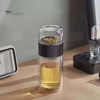 Стеклянная бутылка для заваривания чая, герметичная заварка для чая с сетчатым фильтром, защита от ожогов, 3 в 1, бутылка для заваривания листового чая для любителей чая, подарок 420ml зелёный