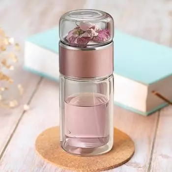 Стеклянная бутылка для заваривания чая, переносная чашка для отделения воды для листового чая, двойная стеклянная чашка для заваривания фруктового зеленого черного чая 280ml