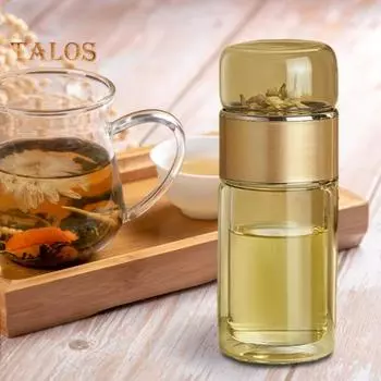 Стеклянная бутылка для заваривания чая, переносная чашка для отделения воды для листового чая, двойная стеклянная чашка для заваривания фруктового зеленого черного чая 350ml