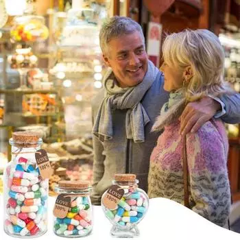 Стеклянная бутылка с капсулами. Капсулы с любовными записками своими руками в бутылке. Набор капсул с секретными посланиями. Подарок на день рождения, День святого Валентина, для друзей, парней. C