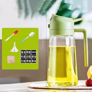 Стеклянная бутылка с распылителем масла на 470 мл для приготовления пищи. Дозатор оливкового масла 2-в-1 с улучшенным носиком. Кисть-воронка. Этикетка. Кухонный инструмент для фритюрницы. Жарка барбекю. белый